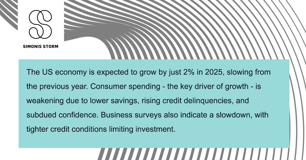 SimonisStorm's tweet photo. The global economic landscape is shifting for 2025, with slower US growth, easing inflation, and potential rate cuts shaping investment decisions. Any key opportunities? Mid-cap equities, inflation-linked bonds, and gold are potential winners. 

#SimonisStorm #EconomicTrends https://t.co/lSztCtOVez