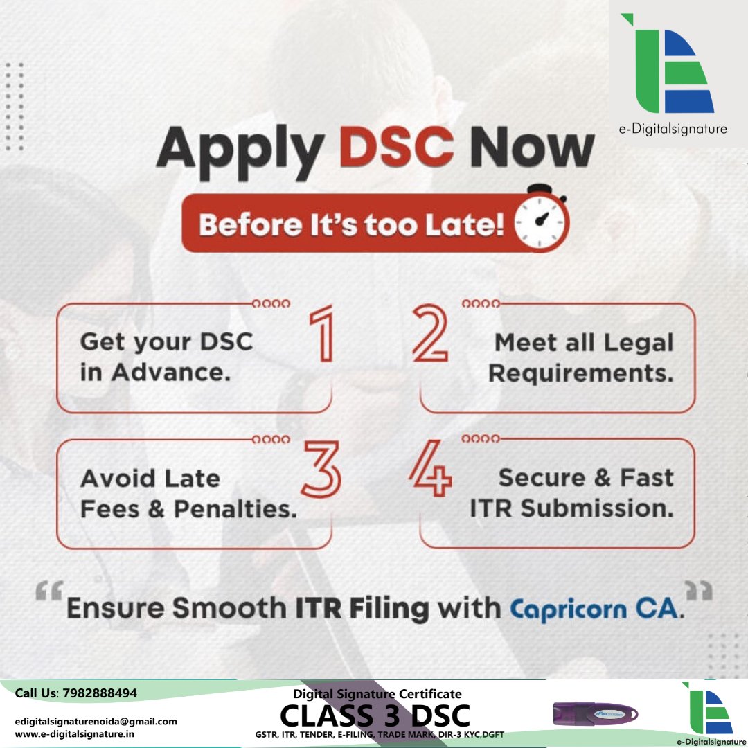 edigitalsigner's tweet image. &quot;Secure your online transactions with ease! 🚀 Apply for a Class 3 Digital Signature today with e-Digitalsignature. Perfect for eTendering, eFiling &amp;amp; more.
⏳ Don’t Delay—Secure Your DSC Today!
📞 Call/WhatsApp: +91-7982888494
🌐 Visit: e-digitalsignature.com
#class3dsc #dsc