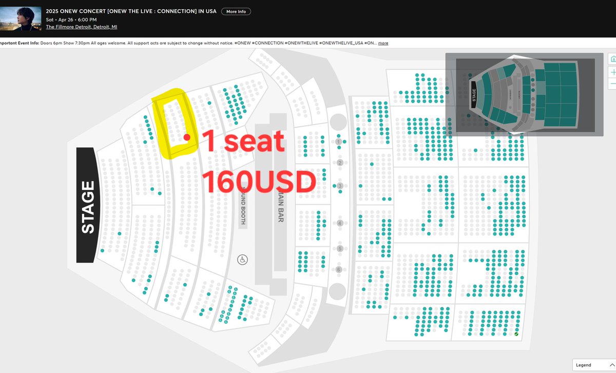 Selling 3 tickets for #ONEWTHELIVE on Apr 26th at The Fillmore Detroit: 1 seat on the floor &amp; 2 together in the Loge. Check photos for locations &amp; prices! Can verify, and I'll be at the concert. Selling these because my friend and I got seats closer to the front. 
#ONEW #Detroit