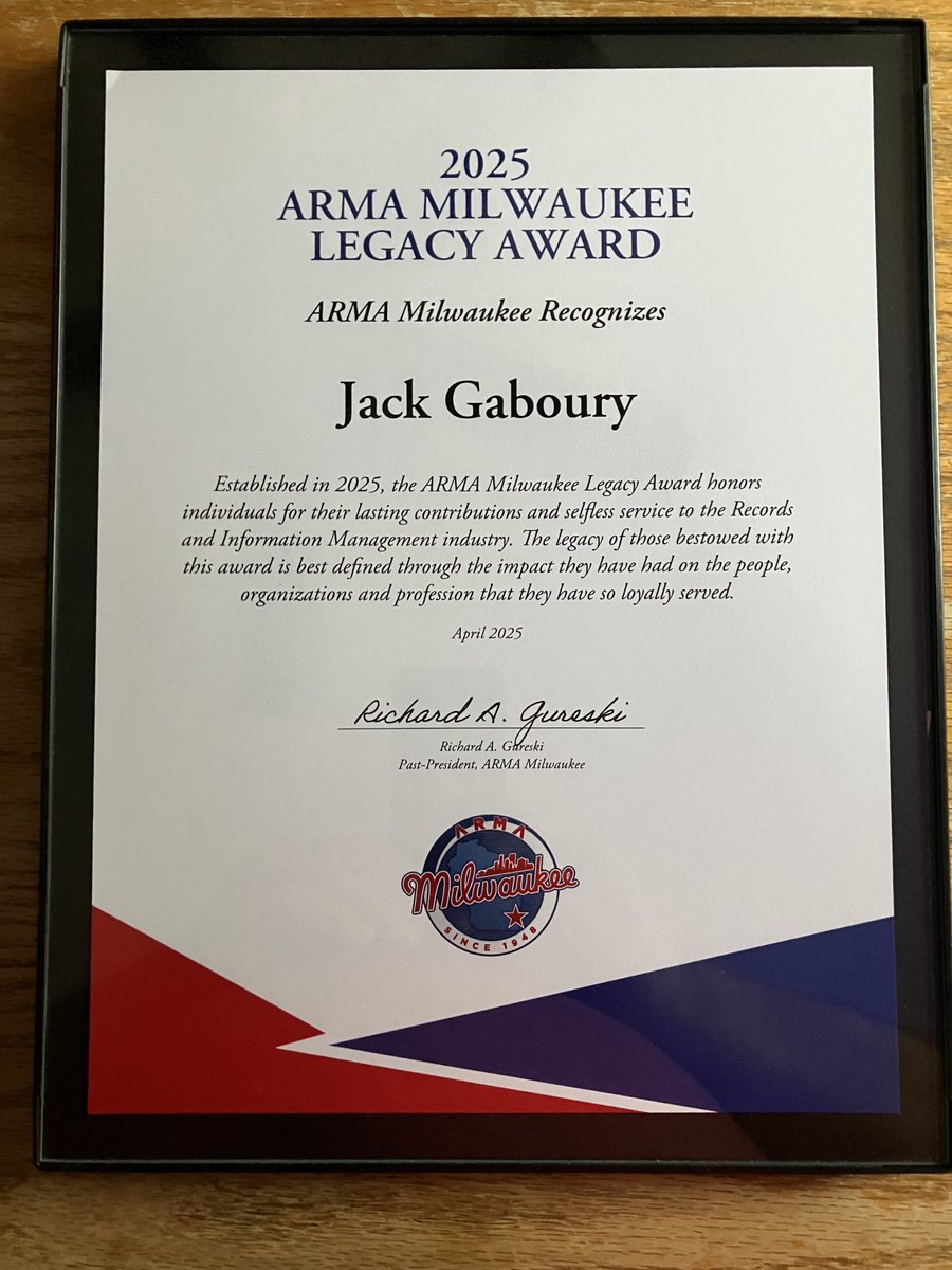 ArmaMilwaukee's tweet photo. Congrats to Jack Gaboury for being the inaugural recipient of @ArmaMilwaukee's new Legacy Award.

The award pays tribute to the legacy that recipients leave through the impact they've had on the people, organizations and profession that they’ve so loyally served. https://t.co/n56o3XhxMA
