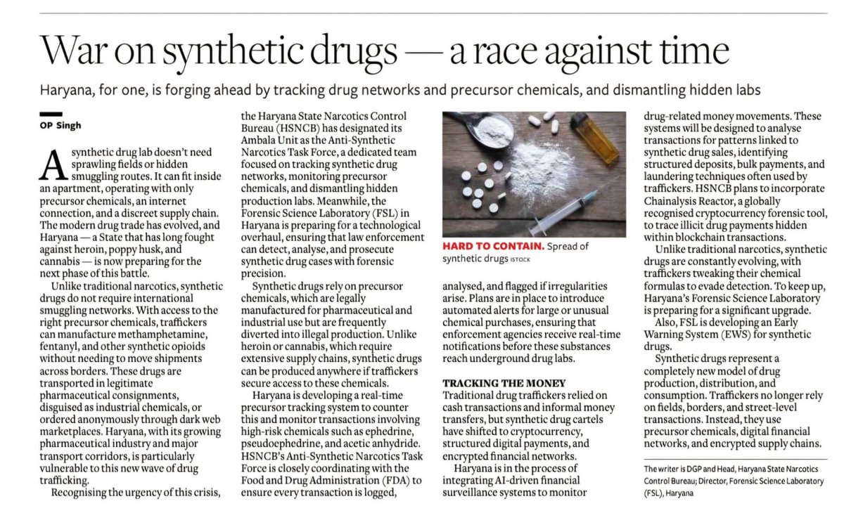 Synthetic drugs. Encrypted payments. Hidden labs. The new face of narcotics  is smarter and faster—but so are we. From precursor tracking to blockchain  forensics, Haryana is fighting this invisible war with intelligence,