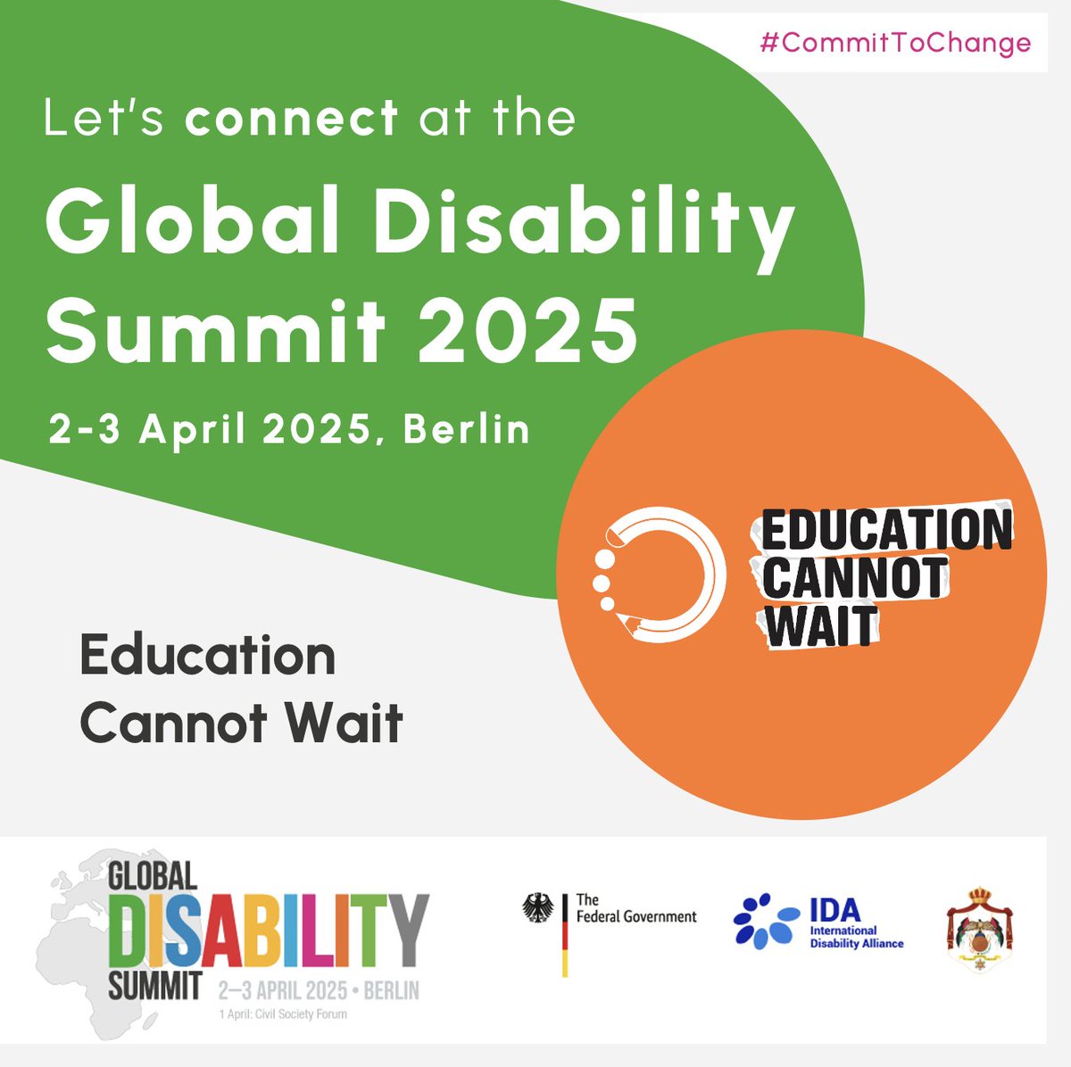 Education Cannot Wait (@educannotwait) on Twitter photo 📣#ECW's <a href="/YasmineSherif1/">Yasmine Sherif</a> is at the <a href="/GDS_Disability/">Global Disability Summit</a> – a unique global mechanism co-hosted by <a href="/BMZ_Bund/">Bundesentwicklungsministerium</a>, <a href="/IDA_CRPD_Forum/">International Disability Alliance (IDA)</a> & <a href="/HCDJORDAN/">المجلس الأعلى لحقوق الأشخاص ذوي الإعاقة (HCD)</a> that convenes stakeholders sharing the same goal & vision for disability inclusive development & humanitarian action.
Follow the conversation 📣#ECW's <a href="/YasmineSherif1/">Yasmine Sherif</a> is at the <a href="/GDS_Disability/">Global Disability Summit</a> – a unique global mechanism co-hosted by <a href="/BMZ_Bund/">Bundesentwicklungsministerium</a>, <a href="/IDA_CRPD_Forum/">International Disability Alliance (IDA)</a> & <a href="/HCDJORDAN/">المجلس الأعلى لحقوق الأشخاص ذوي الإعاقة (HCD)</a> that convenes stakeholders sharing the same goal & vision for disability inclusive development & humanitarian action.
Follow the conversation