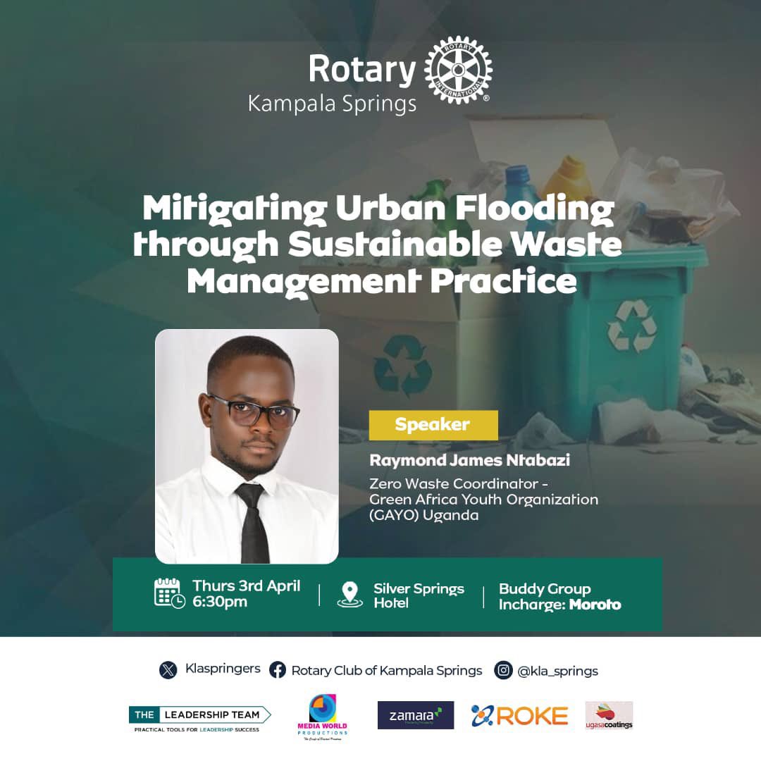 rcaction101's tweet photo. Dear Green Ambassadors♻️,

Please don’t bounce at @nellaorganics today Thursday 3rd April, 2025.
We shall be joining @KlaSpringers for a timely conversation by our member @nta_raymond 

See you at Silver Springs Hotel Bugolobi, at 6pm.

#JoinRotaryECA
#EnvironmentMonth https://t.co/sz5IwXlQ4y