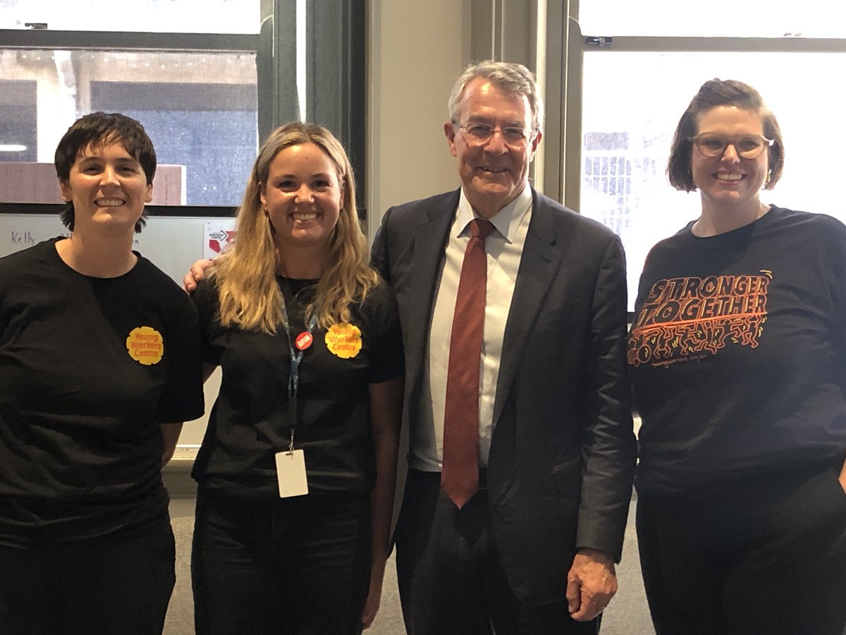 It was fantastic to welcome <a href="/MarkDreyfusKCMP/">Mark Dreyfus</a> to Victorian Trades Hall to visit the Young Workers Centre, which is an accredited community legal centre.  The team met with the Attorney General to talk about workplace issues facing young workers <a href="/YWCVictoria/">Young Workers Centre</a> <a href="/VicUnions/">Victorian Trades Hall Council</a>