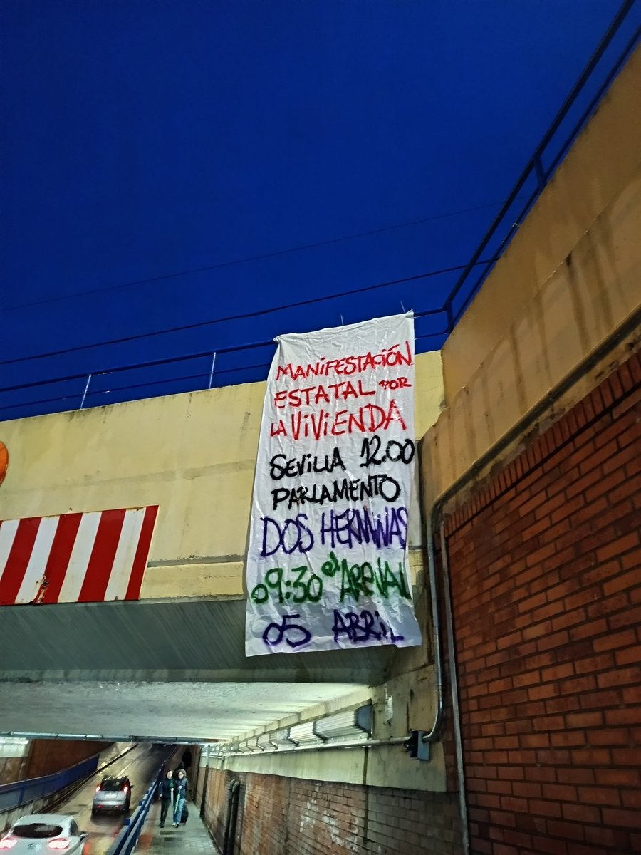 🔥 DOS HERMANAS SE LEVANTA EL 5 DE ABRIL POR LA VIVIENDA 🔥

Quedan sólo DOS días para el #5A, y aquí redoblamos el mensaje y la organización, pues nuestra ciudad No puede permitirse más abusos.

Nos vemos el Sábado, a las 9:30 en la estación de cercanías de El Arenal ✊🏻