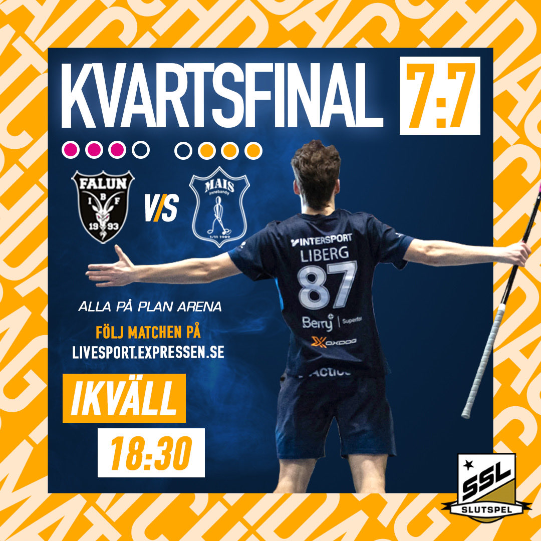 GAME 7
🆚 IBF Falun
🥅 Kvartsfinal 7:7
🕒 18:30
📍 Alla på plan arena
Halva potten: 123 080 88 32
📺 livesport.expressen.se

#SSLse #mullsjoais #puma #Oxdog #Boostyourperformance #intersport #gatoradesverige #sslslutspelet