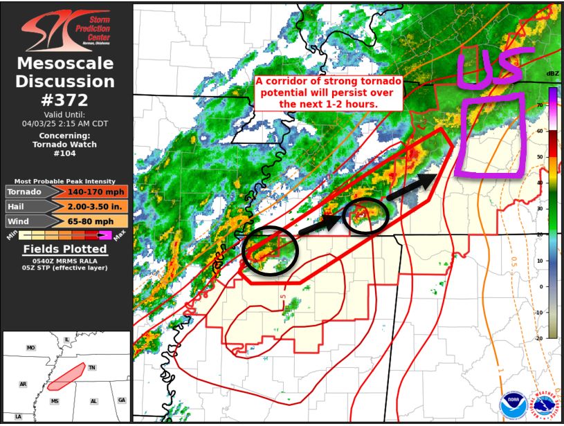 Two destructive tornadoes are ongoing - one just hit Selmer TN, another is in N. Miss. - to our SW / 1256 AM / We are live here youtube.com/watch?v=I2NxaB…