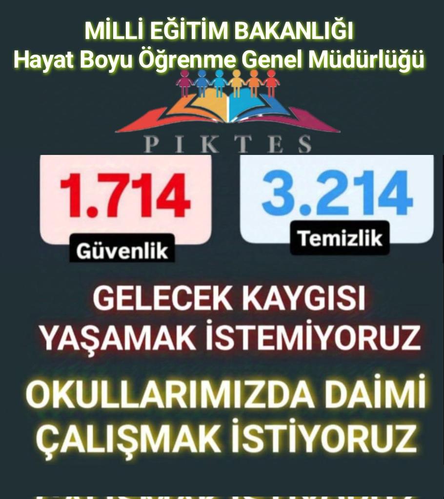 PİKTES #Güvenlik ve #Temizlik Personeli 
Hepimiz aynı gemideyiz.
AB destekli bir proje 
PİKTES Öğretmeni
Güvenlik 
Temizlik hepsini kapsıyor.
Birlik beraberlik içerisinde olmalıyız.
Hepimiz bu projeye emek verdik 9.yılımız kadro gelecek ise hepimize gelmeli.<a href="/Yusuf__Tekin/">Yusuf Tekin</a>