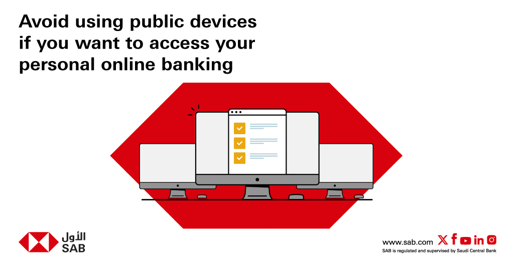 alawwalsab's tweet photo. Do your best to avoid logging into your personal bank account through unauthorized networks or public spaces to avoid having your information stolen by frauds.
#SAB #Be_Cautious https://t.co/zGF0sr7g7x