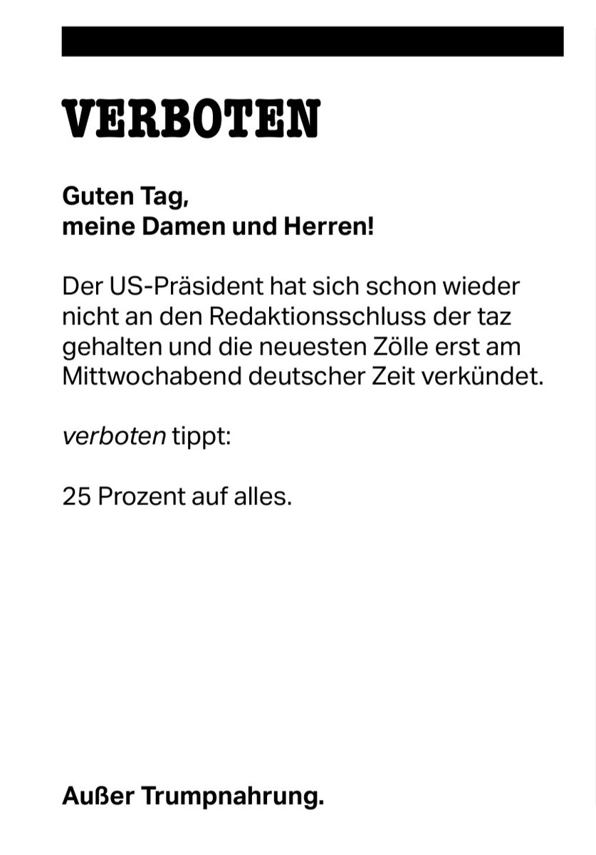 Na, da lag verboten doch fast richtig #Zölle <a href="/tazgezwitscher/">taz</a>