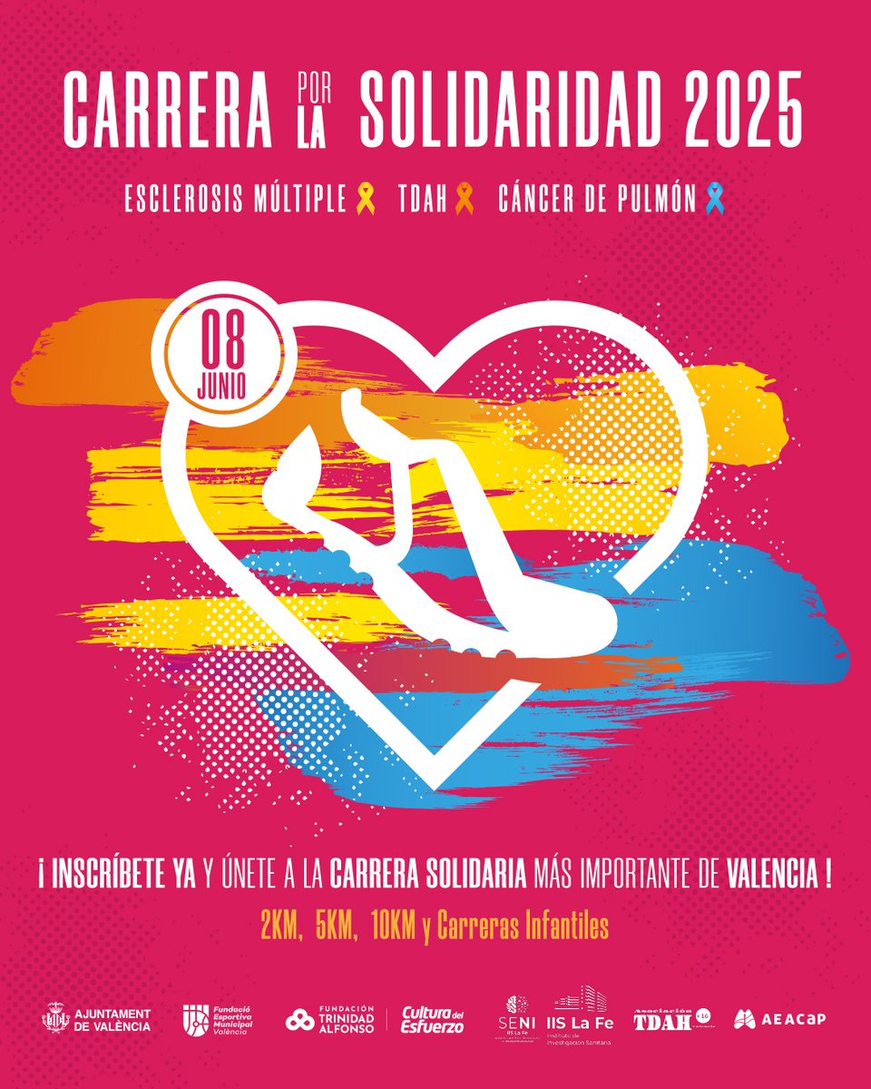 AjuntamentVLC's tweet photo. 💛🧡💙 Bon dia! Naix la Carrera per la Solidaritat!
3️⃣ Distàncies: 10K, 5K, 2K
3️⃣ Causes: #EsclerosiMúltiple, #TDAH, #CàncerdePulmó  
1️⃣ Objectiu: Lluitar contra estes malalties!
📅 8/06
📍 #RondaSud
🎫 Inscripcions i dorsal 0 👉 https://t.co/171gdPY7l2
ℹ️ https://t.co/okZowH1qNj https://t.co/2WKFg6JgZB