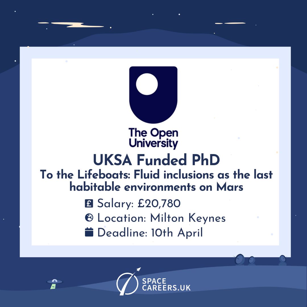 Life on Mars? Help find out with a PhD at the Open University!

A UK Space Agency funded PhD opportunity is available to investigate the preservation of life and its biosignatures under Mars-like conditions.

Find out more here: buff.ly/axP1ys3

#space #mars #phd