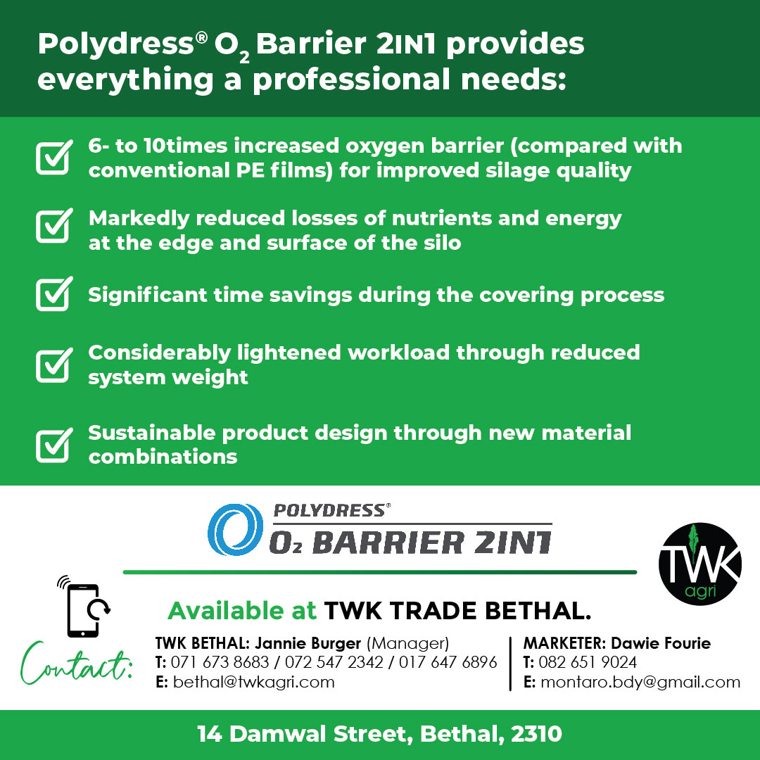 Boost silage protection with a 6- to 10-times improved oxygen barrier! This 2IN1 film applies in one step, with a self-detaching vacuum layer for easy use. Available at TWK Trade Bethal. #SilageProtection #TWKTrade