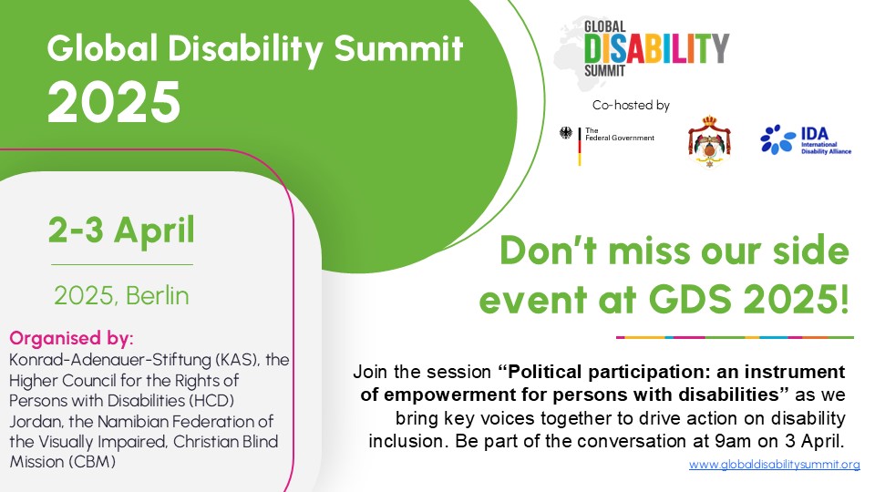 CBM Christian Blind Mission (@cbmworldwide) on Twitter photo Today, on the second day of the #GDS2025, join this <a href="/KASonline/">Adenauer-Stiftung</a> side-event on #PoliticalParticipation – an instrument of empowerment for #PersonsWithDisabilities 🌐 <a href="/GDS_Disability/">Global Disability Summit</a> <a href="/HCDJORDAN/">المجلس الأعلى لحقوق الأشخاص ذوي الإعاقة (HCD)</a> <a href="/WilfriedOellers/">Wilfried Oellers</a> #CommitToChange Today, on the second day of the #GDS2025, join this <a href="/KASonline/">Adenauer-Stiftung</a> side-event on #PoliticalParticipation – an instrument of empowerment for #PersonsWithDisabilities 🌐 <a href="/GDS_Disability/">Global Disability Summit</a> <a href="/HCDJORDAN/">المجلس الأعلى لحقوق الأشخاص ذوي الإعاقة (HCD)</a> <a href="/WilfriedOellers/">Wilfried Oellers</a> #CommitToChange