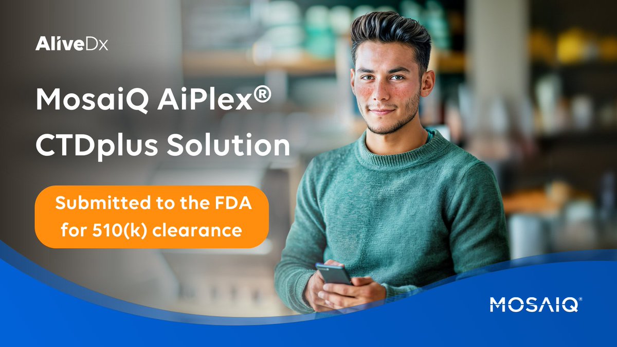 AliveDx announces US FDA 510(k) submission for MosaiQ AiPlex® Connective Tissue Diseases (CTDplus) multiplex microarray. Read more: bit.ly/42fE2hs