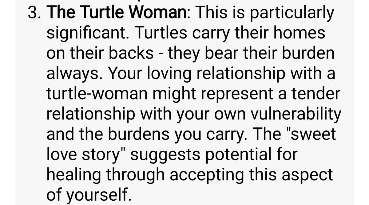NiMA (@robotnima) on Twitter photo had a dream of being in an intense love affair with a beautiful woman who was metaphorically also a turtle 🐢 
here's claude's Jungian dream analysis... can highly recommend reprogramming your iphone's side button to record your dream recollections as soon as you wake up!
dream had a dream of being in an intense love affair with a beautiful woman who was metaphorically also a turtle 🐢 
here's claude's Jungian dream analysis... can highly recommend reprogramming your iphone's side button to record your dream recollections as soon as you wake up!
dream