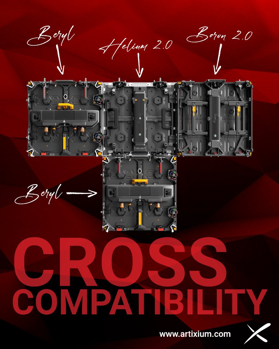 Say hello to the HELIUM 2.0, our latest rental LED display designed for cubic and 90° applications! With full compatibility with the BERYL and BORON 2.0, it’s your best ally for creative setups and seamless touring integration.

🔍 Learn more: artixium.com/en/products/ev…