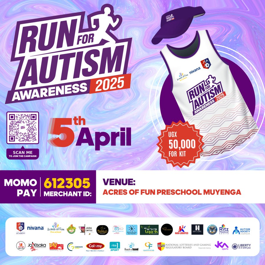 ninyesigar's tweet photo. #OmutimaOmugabi ๐บ๐ฌ๐ค
Please reserve 5th April 2025 for the #AutismAwarenessRunUG
More opportunities for #DoingGood can be found on our website below;
https://t.co/xdfhQ9LTWs https://t.co/leawnXRQXB