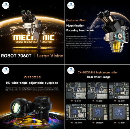 diyfixphone1's tweet image. MECHANIC ROBOT 7060T 7-60X HD Continuous Zoom Trinocular Microscope for phone motherboards CPU chip welding repair.

#trinocularmicroscope #stereomicroscope #microscope #soldering #microsoldering #solderingmicroscope  #microscopecamera #mobilephonerepair #phonefix #diyfixtool
