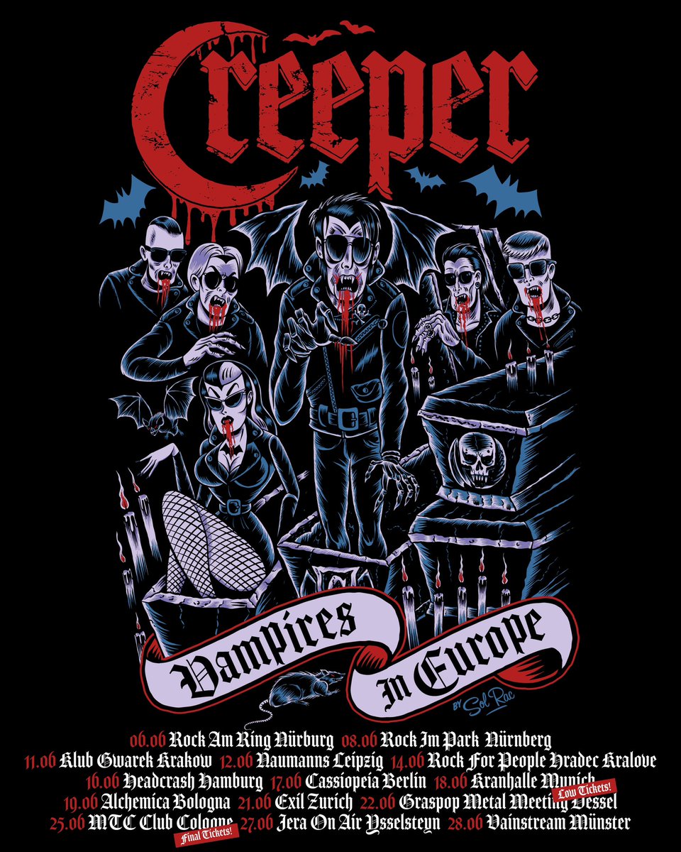 creepercultuk's tweet image. Tickets for the Creeper Vampires In Europe Tour are selling fast with Munich and Cologne down to the final few.

Please note, the Milan show has now moved to Bologna. Apologies for any inconvenience. All tickets remain valid.

- Darcia

creepercult.com