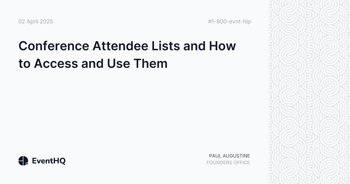 Missed your top prospect at that last event?
 Most attendee lists aren’t public - but that doesn’t mean you can’t access them.
 Learn how to find, track &amp; act on attendee data with EventHQ.

 📲 eventhq.com/blog/conferenc…

 #EventMarketing #EventProfs