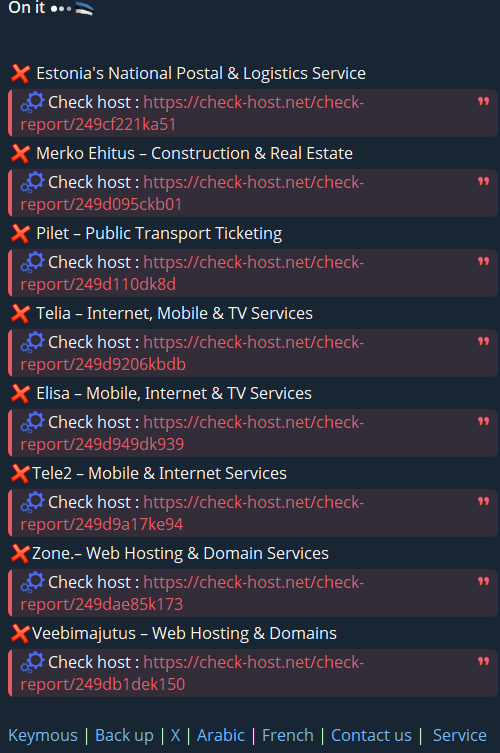 ChainFlowX's tweet photo. 🚨DDoS Alert🚨

Keymous claims to have taken down 8 websites in Estonia.

All the website is up at this time.

Actor: Keymous
Method: DDoS
Date: April 3, 2025

#Hacktivism #CyberAttack #CyberThreat #Darkweb #Keymous #CyberNews #News #NewsUpdate #HackerNews #SpyoSecure #SpyoSecureNews