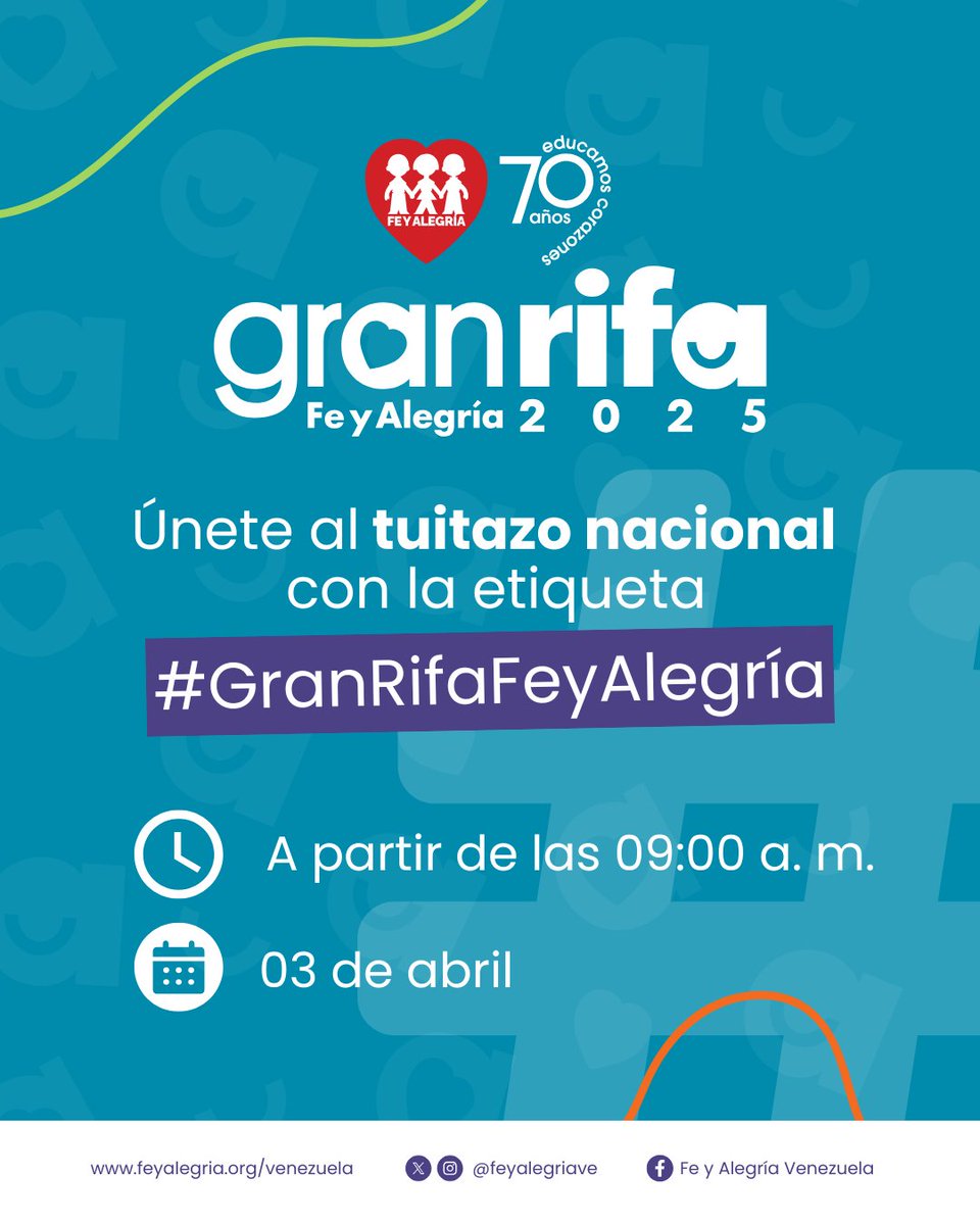 Llega la #GranRifaFeyAlegría para que apoyes proyectos de innovación educativa, robótica, conectividad, y mejora en la infraestructura de nuestros centros educativos.  ¡70 años de educación, 70 premios especiales para ti! Conoce más en nuestra transmisión: youtube.com/live/Xa6nU5nXQ…
