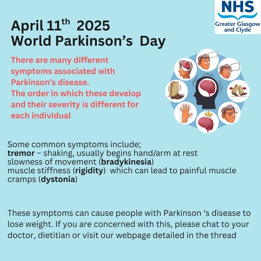 NHSGGC Dietitians (@nhsggcdiet) on Twitter photo Today is World Parkinson's Day
People with Parkinson's sometimes struggle to maintain their weight
If you are concerned with this please see our webpage
nhsggc.scot/hospitals-serv…
<a href="/ParkinsonsUK/">Parkinson's UK</a>
<a href="/ParkinsonsEN/">Parkinson's UK Excellence Network</a>
<a href="/BDA_Dietitians/">British Dietetic Association</a>
<a href="/NHSGGC/">NHS Greater Glasgow and Clyde</a> Today is World Parkinson's Day
People with Parkinson's sometimes struggle to maintain their weight
If you are concerned with this please see our webpage
nhsggc.scot/hospitals-serv…
<a href="/ParkinsonsUK/">Parkinson's UK</a>
<a href="/ParkinsonsEN/">Parkinson's UK Excellence Network</a>
<a href="/BDA_Dietitians/">British Dietetic Association</a>
<a href="/NHSGGC/">NHS Greater Glasgow and Clyde</a>