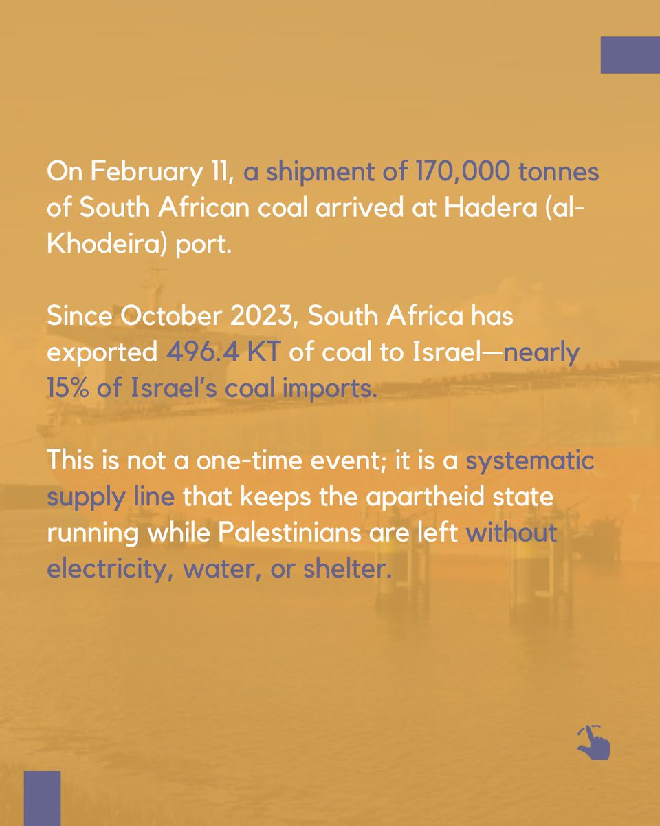 palenembargo's tweet photo. 🚨 URGENT:  South African coal is fuelling genocide.

Two vessels carrying coal are currently en route to Israel.
📢 Our Demands:
- Cease all coal exports to Israel
- Ensure South African resources do not sustain genocide
@sabdscoalition #EnergyEmbargoNow https://t.co/EEflo4Xe21