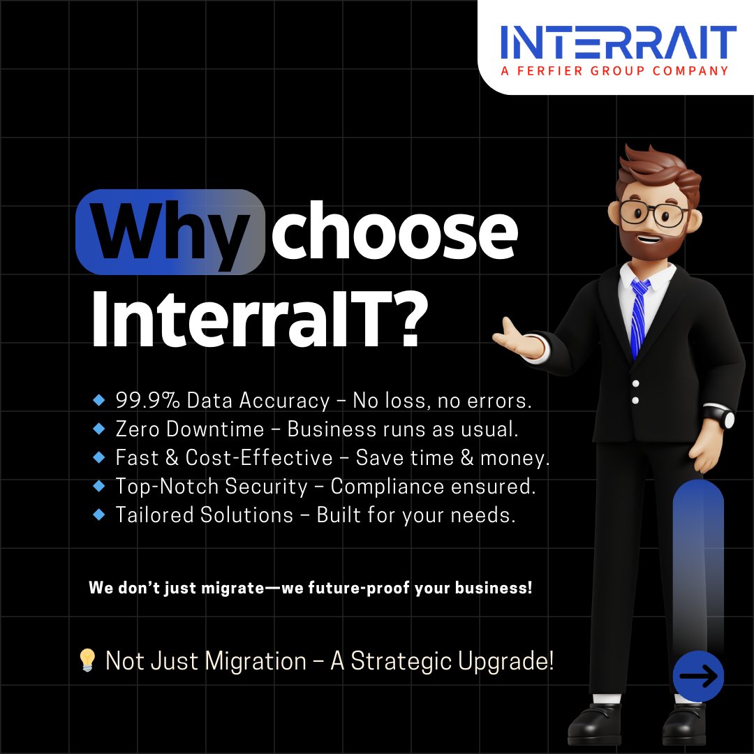 interraitinc's tweet image. 99.9% Data Accuracy | Zero Downtime | Cost-Effective & Secure
Ready for a smooth, hassle-free migration? Let’s talk!
Drop a comment "MIGRATE" & we’ll reach out!
Book a Free Consultation Today!
#SharePointMigration #DigitalTransformation #CloudSolutions #InterraIT #Microsoft365