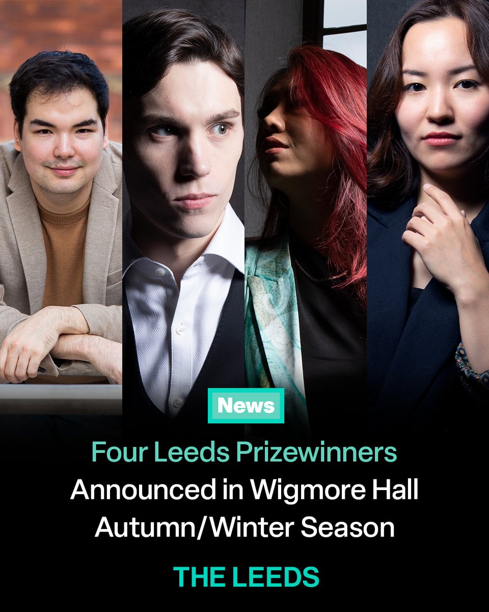 Leeds International Piano Competition (@leedspiano) on Twitter photo 🎉 Four of our incredible @LeedsPiano Prizewinners are heading to <a href="/wigmore_hall/">Wigmore Hall</a> this Autumn/Winter!
🌟 Alim Beisembayev (2021 Gold)
🌟 Jaeden Izik-Dzurko (2024 Gold)
🌟 Junyan Chen (2024 Silver)
🌟 Khanh Nhi Luong (2024 Bronze)
🎫 Tickets on sale Wed 23 April, 10am! 🎉 Four of our incredible @LeedsPiano Prizewinners are heading to <a href="/wigmore_hall/">Wigmore Hall</a> this Autumn/Winter!
🌟 Alim Beisembayev (2021 Gold)
🌟 Jaeden Izik-Dzurko (2024 Gold)
🌟 Junyan Chen (2024 Silver)
🌟 Khanh Nhi Luong (2024 Bronze)
🎫 Tickets on sale Wed 23 April, 10am!