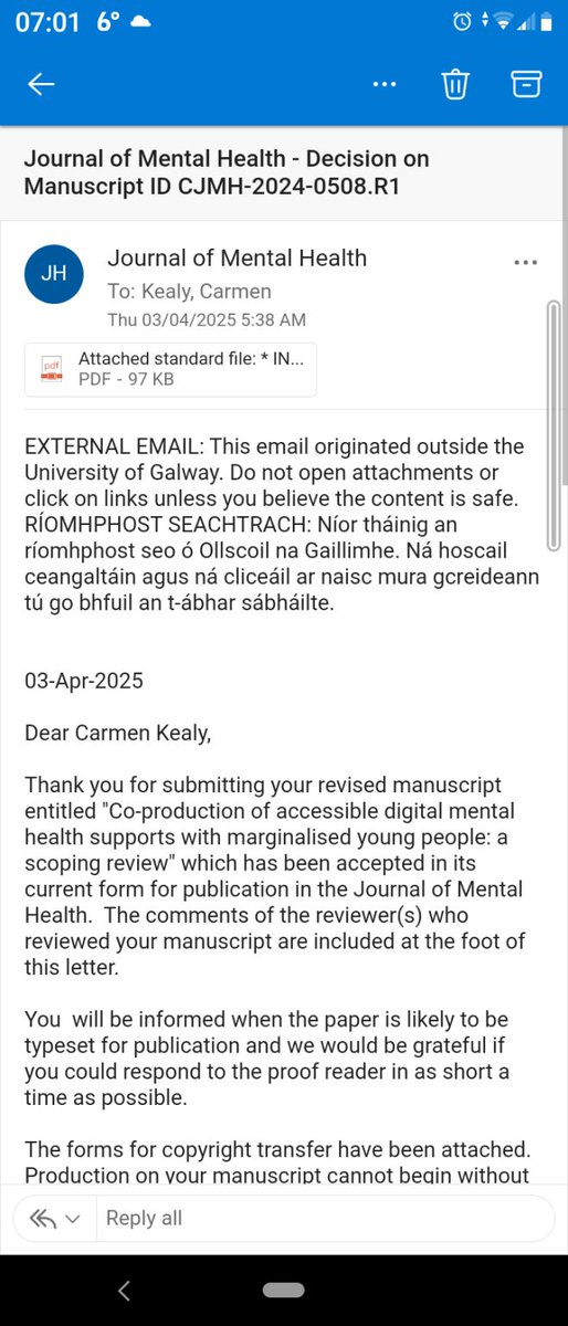 Carmen Kealy (BA (Hons), PhD) (@carmenkealy1) on Twitter photo ⚠️New publication alert ⚠️ Thrilled to announce that our paper on coproduction with marginalized young people has been accepted by the Journal of Mental Health for publication <a href="/AtlanticFutures/">Atlantic Futures</a> <a href="/UlsterUni/">Ulster University</a> <a href="/uniofgalway/">Ollscoil na Gaillimhe | University of Galway</a> ⚠️New publication alert ⚠️ Thrilled to announce that our paper on coproduction with marginalized young people has been accepted by the Journal of Mental Health for publication <a href="/AtlanticFutures/">Atlantic Futures</a> <a href="/UlsterUni/">Ulster University</a> <a href="/uniofgalway/">Ollscoil na Gaillimhe | University of Galway</a>