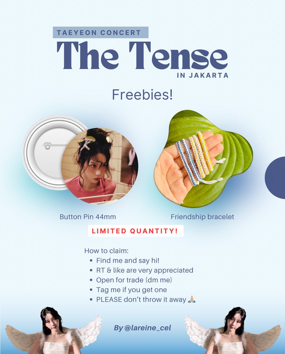 lareine_cel's tweet image. ✨FREEBIES TAEYEON THE TENSE In JAKARTA ✨
By @lareine_cel 

🗓 12 April 2025
📍 Indonesia Arena (more info TBA)
⚠️Limited Quantity
⚖️ Open for trade (dm me)

Like &amp;amp; rt are highly appreciated 
Kindly tag me if you get one! 
See ya 👋🏻 

#TAEYEON_TheTENSE_in_JAKARTA
