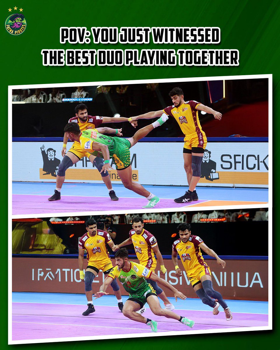 PatnaPirates's tweet photo. Perfect sync, unstoppable impact, this is what a duo should look like! 💪🏴☠️
#DynamicDuo #PowerPlay #MatMasters #Teamwork #Domination https://t.co/hgd3h5okJ3