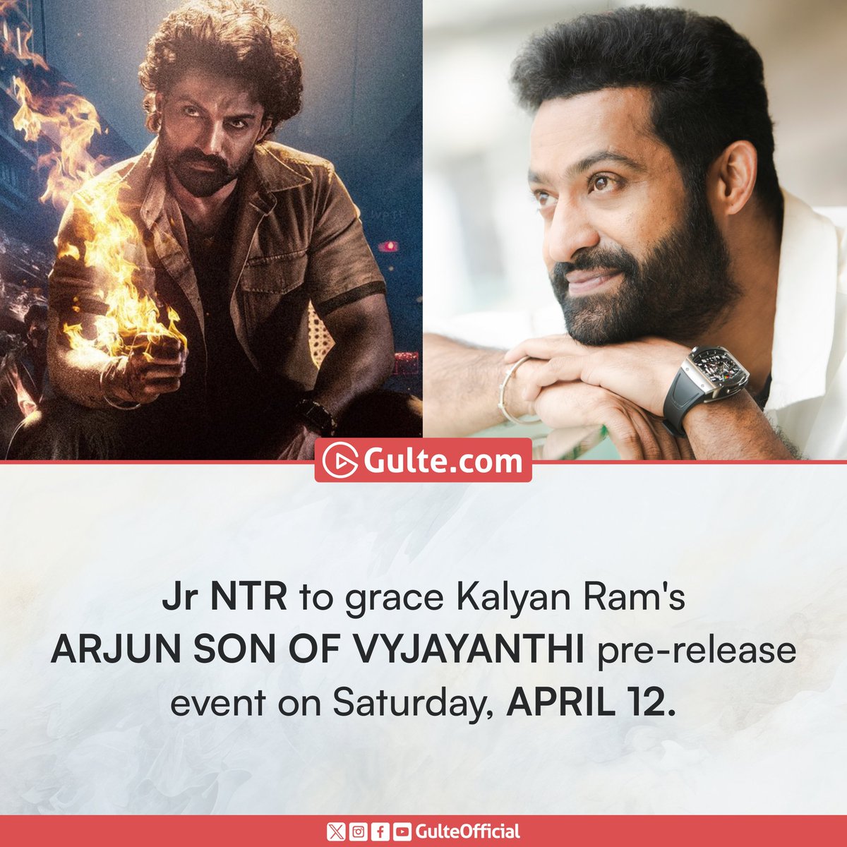 GulteOfficial's tweet photo. #GulteExclusive:

#JrNTR for Kalyan Ram's #ArjunSonOfVyjayanthi. https://t.co/PFIZHrDIvm