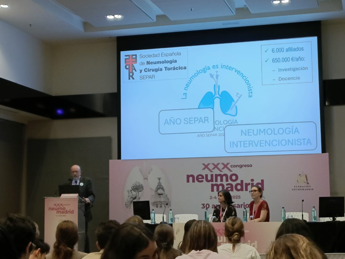 Arrancamos el #XXXcongresodeneumomadrid <a href="/NeumoMadrid/">Neumomadrid</a> con las intervenciones del dr Rigual en EPID y la Dra Arrieta en Neumología intervencionista