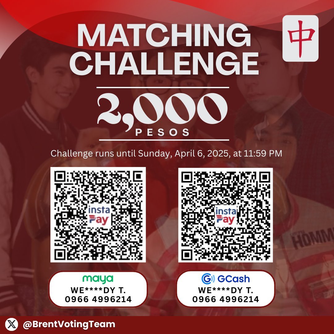 BrentVotingTeam's tweet photo. Another challenge to test our camaraderie, fam! A generous sponsor will donate ₱2000 if we match their donation by Sunday, April 6th.  All funds will go to Brent's journey inside the PBB house. Any amount helps—thank you!

#BrentManalo https://t.co/Ljs1VQiAgO