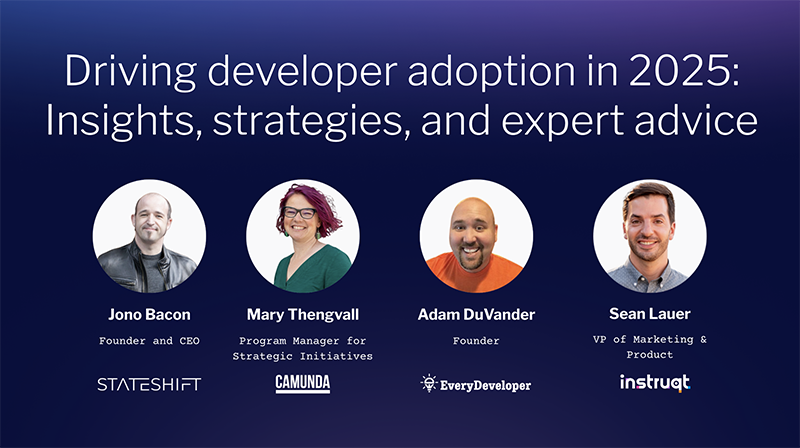 👩‍💻 Developer adoption is evolving—are you ready? With AI, shifting dev roles, and rising expectations, 2025 demands a new playbook.

Experts <a href="/jonobacon/">Jono Bacon</a>, <a href="/mary_grace/">Mary Thengvall (she/her); mary-grace.bsky.social</a>, and <a href="/adamd/">Adam DuVander</a> share with Instruqt's <a href="/seandlauer/">Sean</a> what it really takes to earn developer trust and drive adoption.

📖