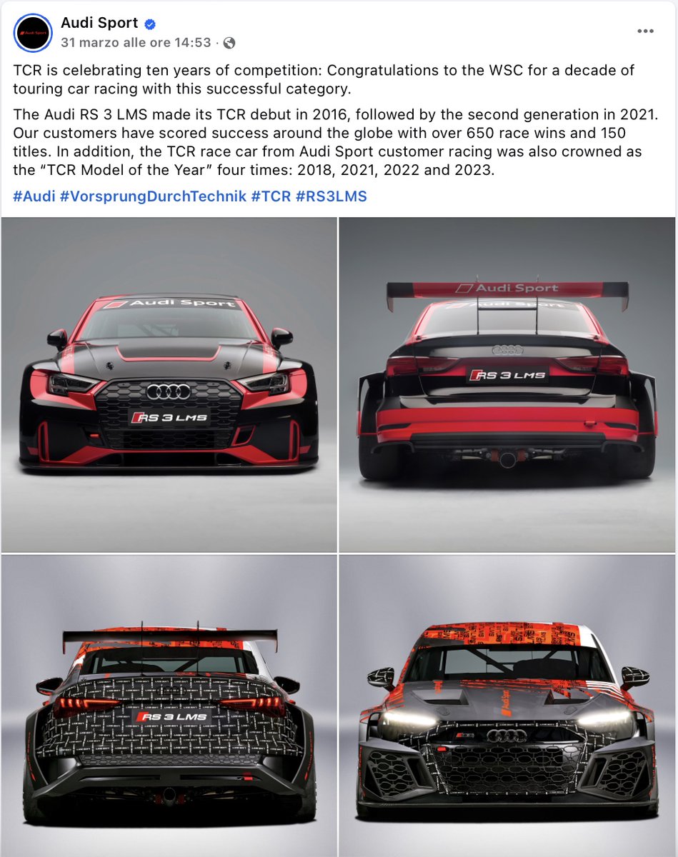 💥TCR10💥

Thank you AUDI for everything you have done for your TCR customers over these 10 years.

#TCRSeries  #Audisport #RS3LMS 
tcr-worldranking.com