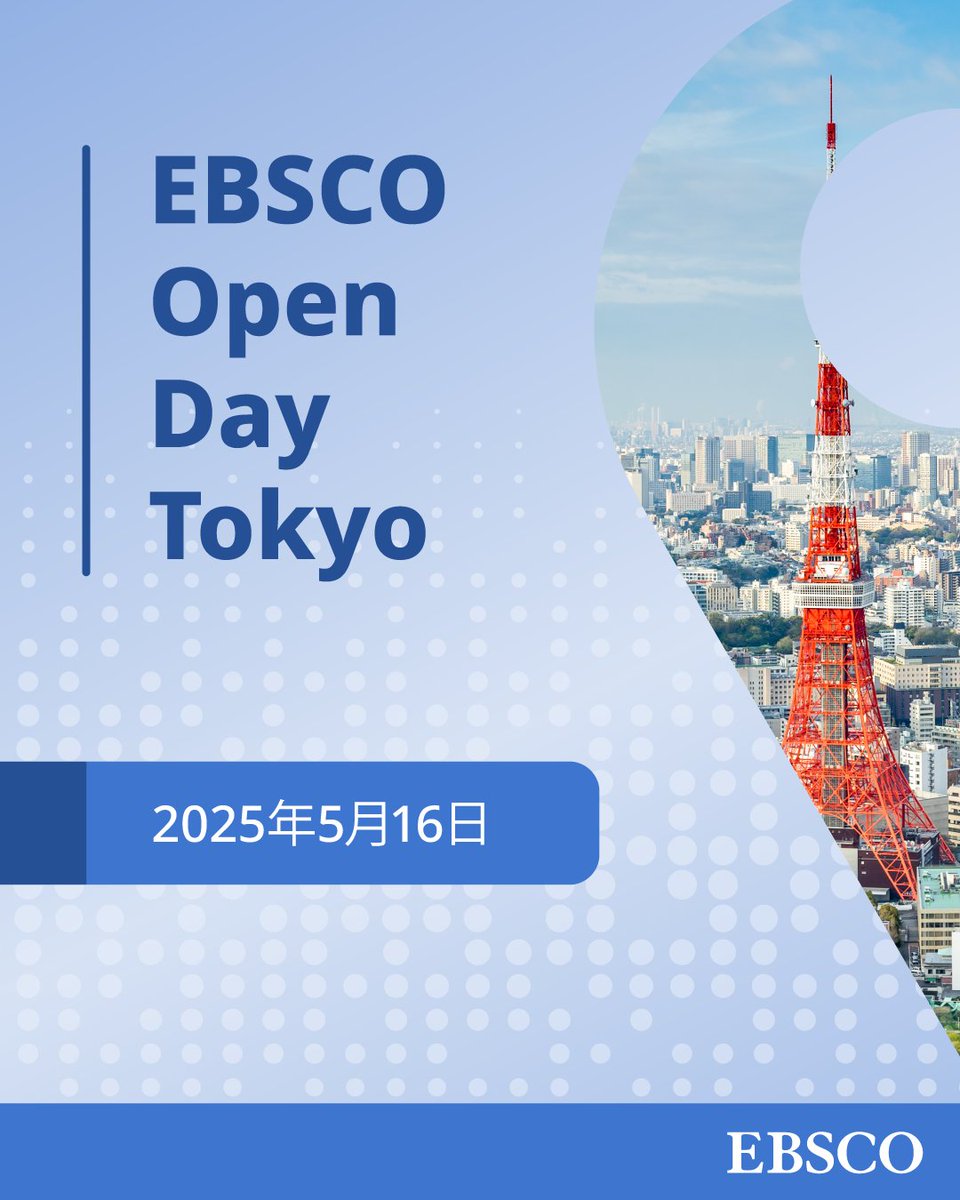 EBSCOJapan's tweet photo. 【受付中】5/16(金)、弊社主催セミナー EBSCO Open Day 2025, Tokyo を開催します。
#OpenAthens、#FOLIOERM、#EBSCOhost など弊社製品に係る情報だけでなく、業界のトレンドを踏まえ、図書館の皆様の実務内容に沿った内容をお届けいたします。
📝奮ってご参加下さい :https://t.co/z7QEGz1mBk https://t.co/EiRfJcMTLt
