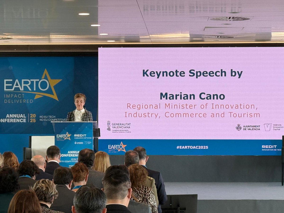 👏 Welcoming Marian Cano, Regional Minister of Innovation, Industry, Commerce and Tourism of Spain to #EARTOAC2025, discussing the pivotal role of innovation in shaping R&amp;D in Spain. Don’t miss her insights on driving national competitiveness and quality! 🏛️📘