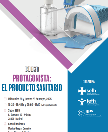🆕Ya podemos anunciar la celebración del Curso “Protagonista: el Producto Sanitario”   

🔸Dirigido a Farmacéuticos Especialistas y Residentes.  

📅Presencial los días 28 y 29 de mayo.   

🚩Organiza <a href="/sefh_/">S.E.F.H</a> y  GPS

#MedicalDevice #PS