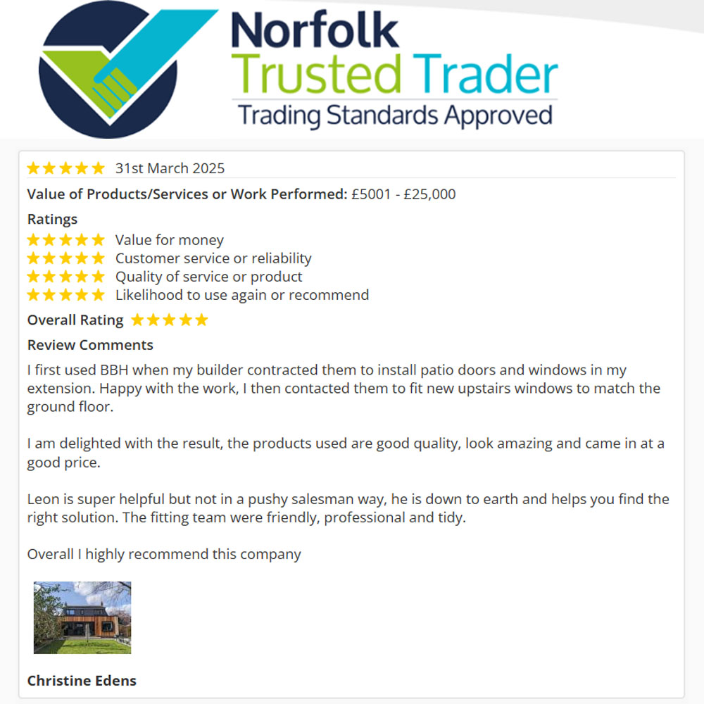 Yet another happy customer for <a href="/BBHLtd/">BBH Ltd - Home Improvements</a>, who has been a Norfolk Trusted Trader since 2020 👏
trustedtrader.team/Norfolk/BBH-Li…
#Norfolk #TrustedTrader #TradingStandards #Approved <a href="/NorfolkCCTS/">Norfolk County Council Trading Standards</a>