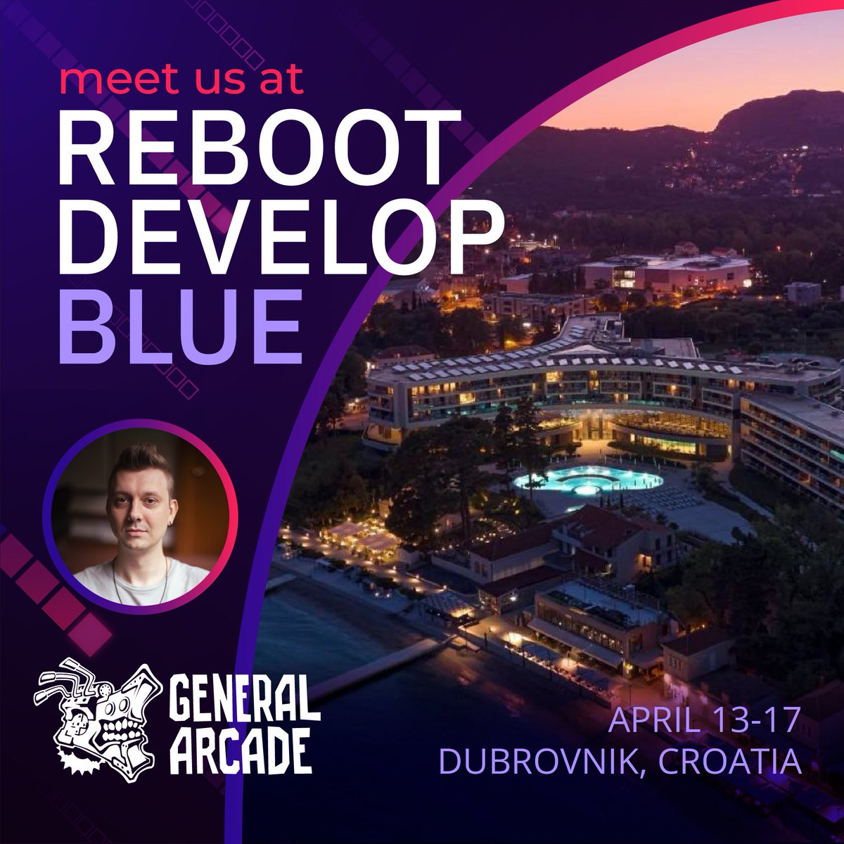 General Arcade is heading to Reboot Develop Blue 2025! 
Our CEO <a href="/termit/">Gennadii</a> will be there from April 13–17, ready to talk porting, co-dev, and maybe clink a glass or two. Let’s connect. See you there!