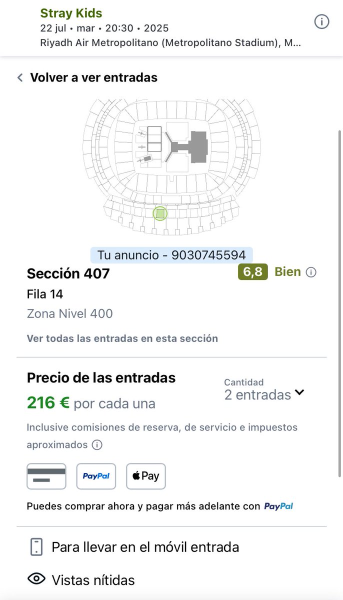 http_neus's tweet image. Vendo 2 entradas para Stray Kids en Madrid. No puedo ir y quiero que alguien las aproveche. 😓

Se venden juntas, ligeramente más caras porque ya hice gastos de transporte que no puedo recuperar. Comenta si te interesa !! #StrayKids #SKZMadrid

(estoy dispuesta a bajar el precio)
