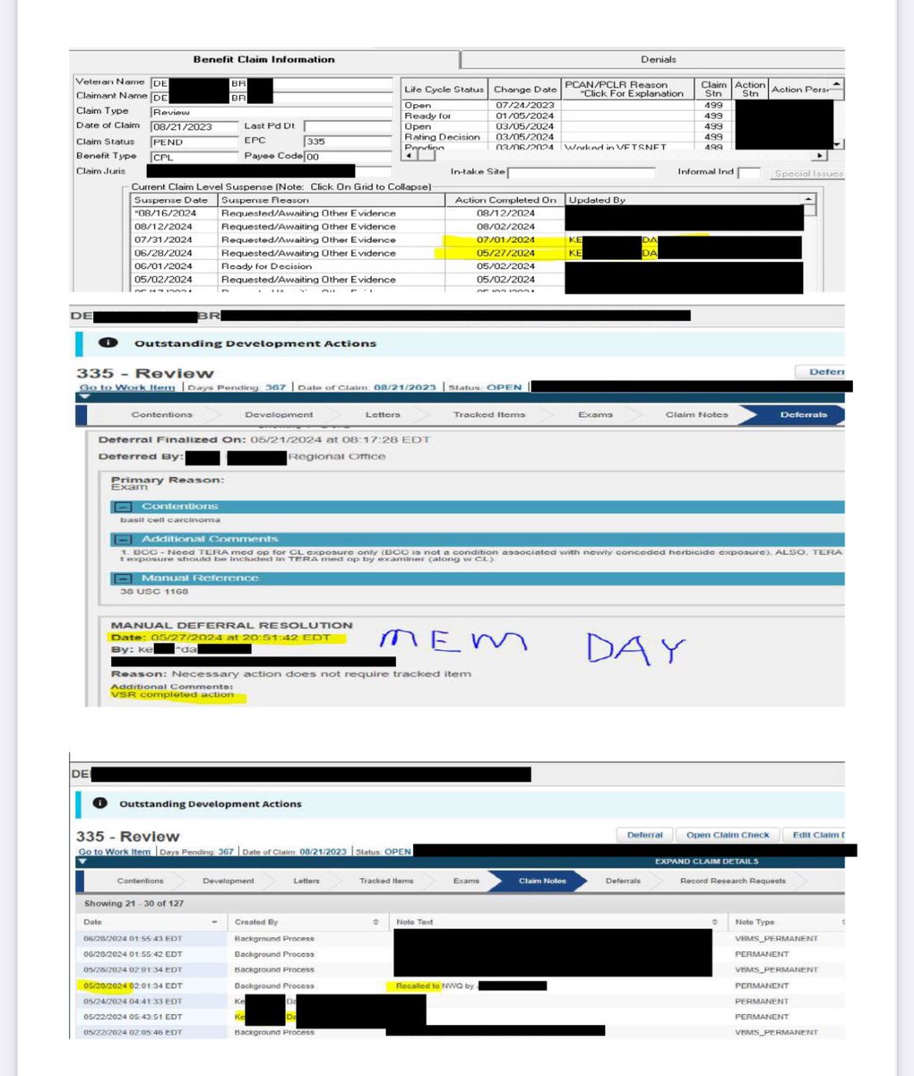 verybrokenVBA's tweet image. Then why haven’t you stopped the fraudulent claims manipulating by supervisors? Intentionally pushing claim w/o actual work being done. Delaying the claim more. #VAclaimFail #VAhack #wehavethereceipts #VAnumbersgames