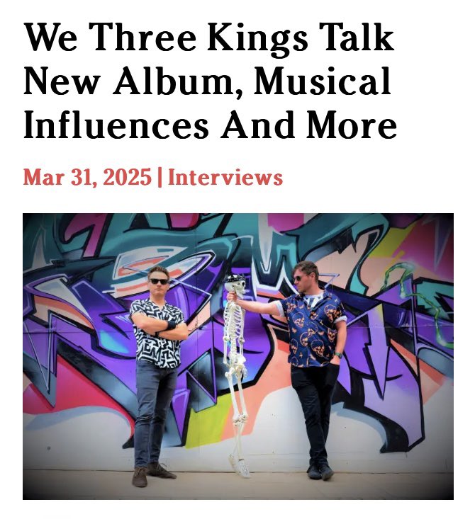 We Three Kings (@wethreekings_) on Twitter photo Big thanks to Glenn at <a href="/jlttmusic/">JustListenToThis</a> for this interview feature on the band and our album 'By Royal Appointment'!
justlistentothis.co.uk/interviews/we-…
💀💀💀 Big thanks to Glenn at <a href="/jlttmusic/">JustListenToThis</a> for this interview feature on the band and our album 'By Royal Appointment'!
justlistentothis.co.uk/interviews/we-…
💀💀💀