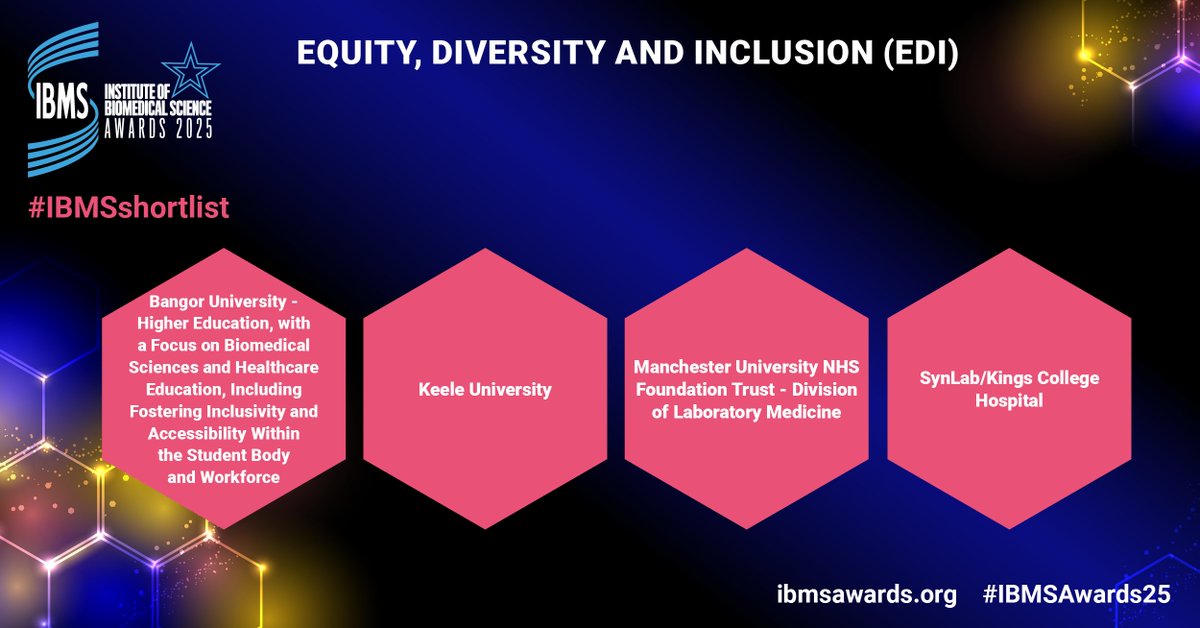 IBMS #AtTheHeartOfHealthcare (@ibmscience) on Twitter photo On the #IBMSshortlist for Equity, Diversity and Inclusion (EDI):
Bangor University - Higher Education, with a Focus on Biomedical Sciences and Healthcare Education, Including Fostering Inclusivity and Accessibility Within the Student Body and Workforce <a href="/BangorUni/">Bangor University</a>
#IBMSAwards25 On the #IBMSshortlist for Equity, Diversity and Inclusion (EDI):
Bangor University - Higher Education, with a Focus on Biomedical Sciences and Healthcare Education, Including Fostering Inclusivity and Accessibility Within the Student Body and Workforce <a href="/BangorUni/">Bangor University</a>
#IBMSAwards25