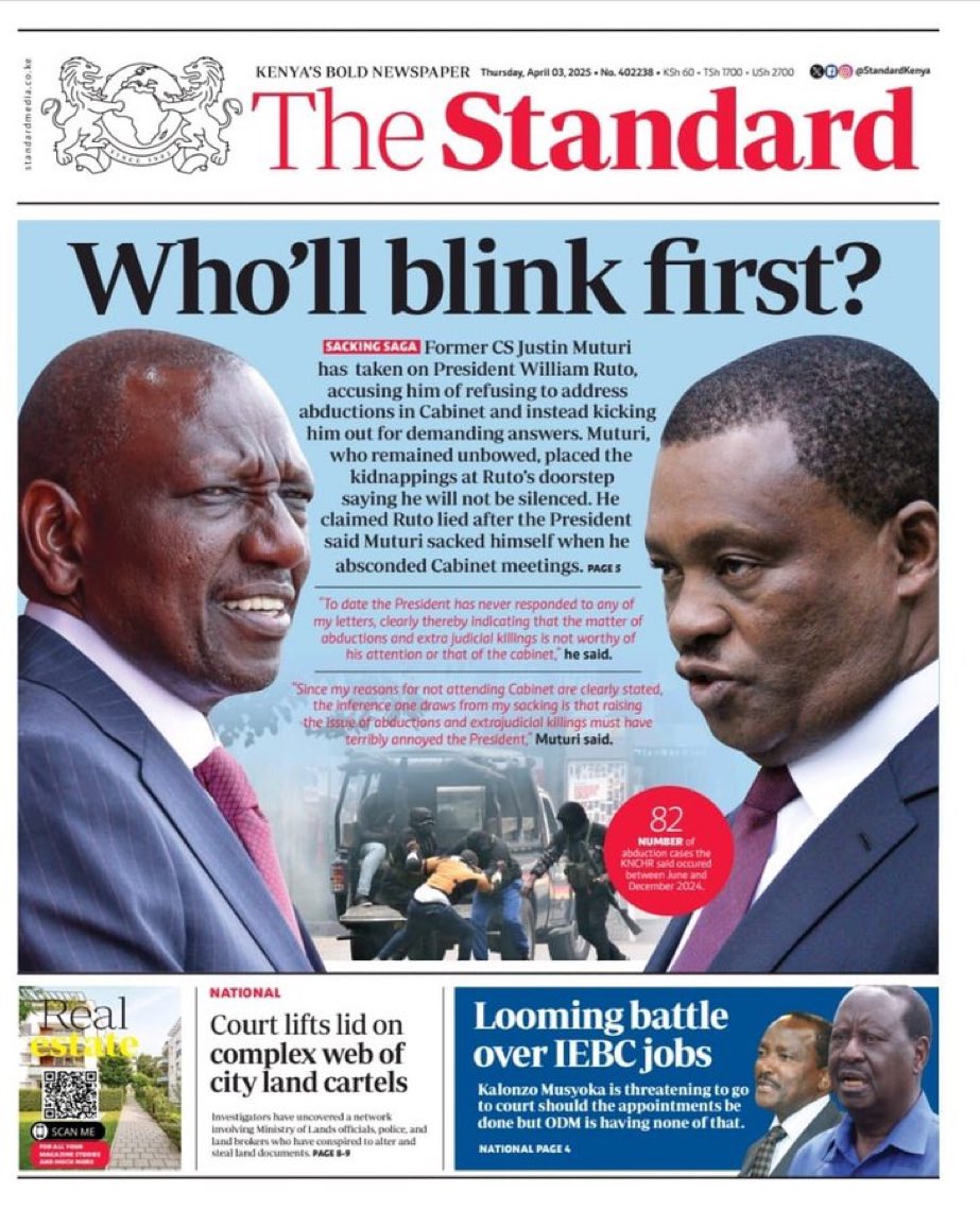 dancan_onyango1's tweet image. OPEN LETTER TO COMRADE JUSTIN B. MUTURI, EGH.

Good day, Sir.

By thy bold and patriotic stance on this matter of abductions and extra-judicial killings, thou almost pursuadest me to overlook the many ills you presided over as Speaker of the National Assembly, for ten years,…