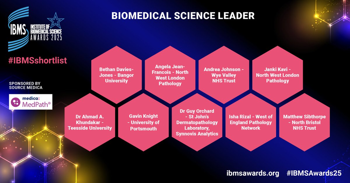 IBMS #AtTheHeartOfHealthcare (@ibmscience) on Twitter photo The next category to announce is the #IBMSshortlist for Biomedical Science Leader, sponsored by <a href="/MedicaGroup/">Medica Group</a>:
Bethan Davies-Jones - Bangor University <a href="/BangorUni/">Bangor University</a>
Angela Jean-Francois - North West London Pathology <a href="/nwlpathology/">North West London Pathology</a>
#IBMSAwards25 (1/4) The next category to announce is the #IBMSshortlist for Biomedical Science Leader, sponsored by <a href="/MedicaGroup/">Medica Group</a>:
Bethan Davies-Jones - Bangor University <a href="/BangorUni/">Bangor University</a>
Angela Jean-Francois - North West London Pathology <a href="/nwlpathology/">North West London Pathology</a>
#IBMSAwards25 (1/4)